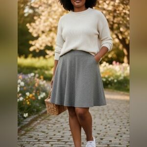 GNW XL Womans Grey Mini Skirt Elastic Waist No Fasteners Pull On